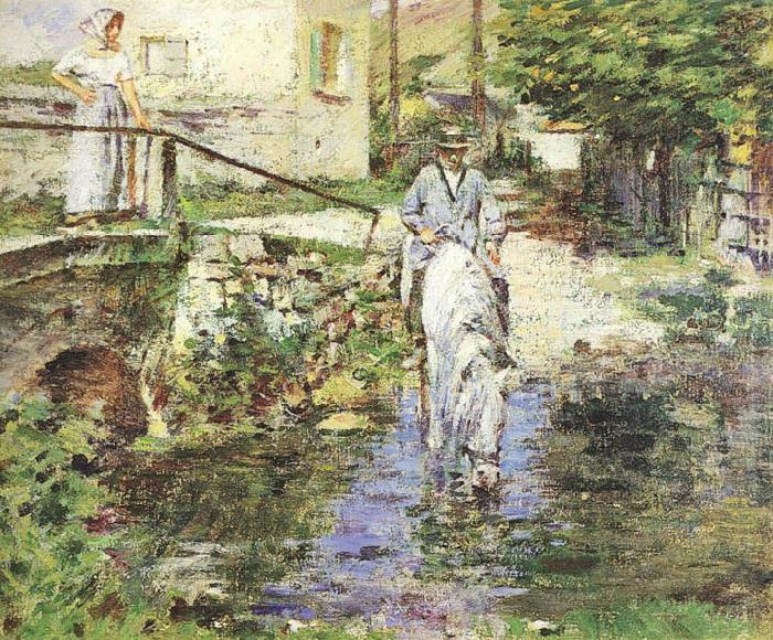 Theodore Robinson Pere Trognon and His Daughter at the Bridge china oil painting image
